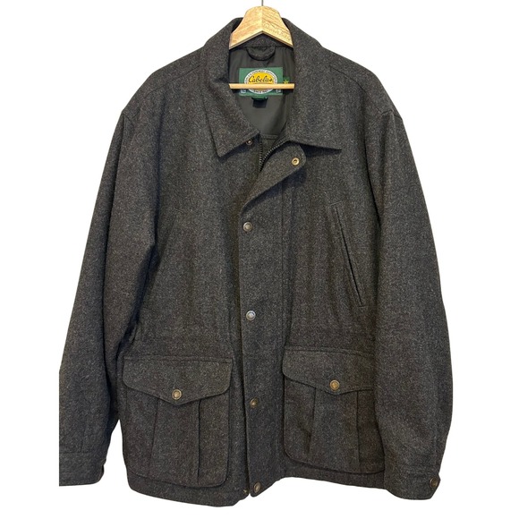 Vintage Cabela's Alpaca Wool Mackinaw Hunting Jacket Coat Gray Size L Parka - Picture 1 of 12